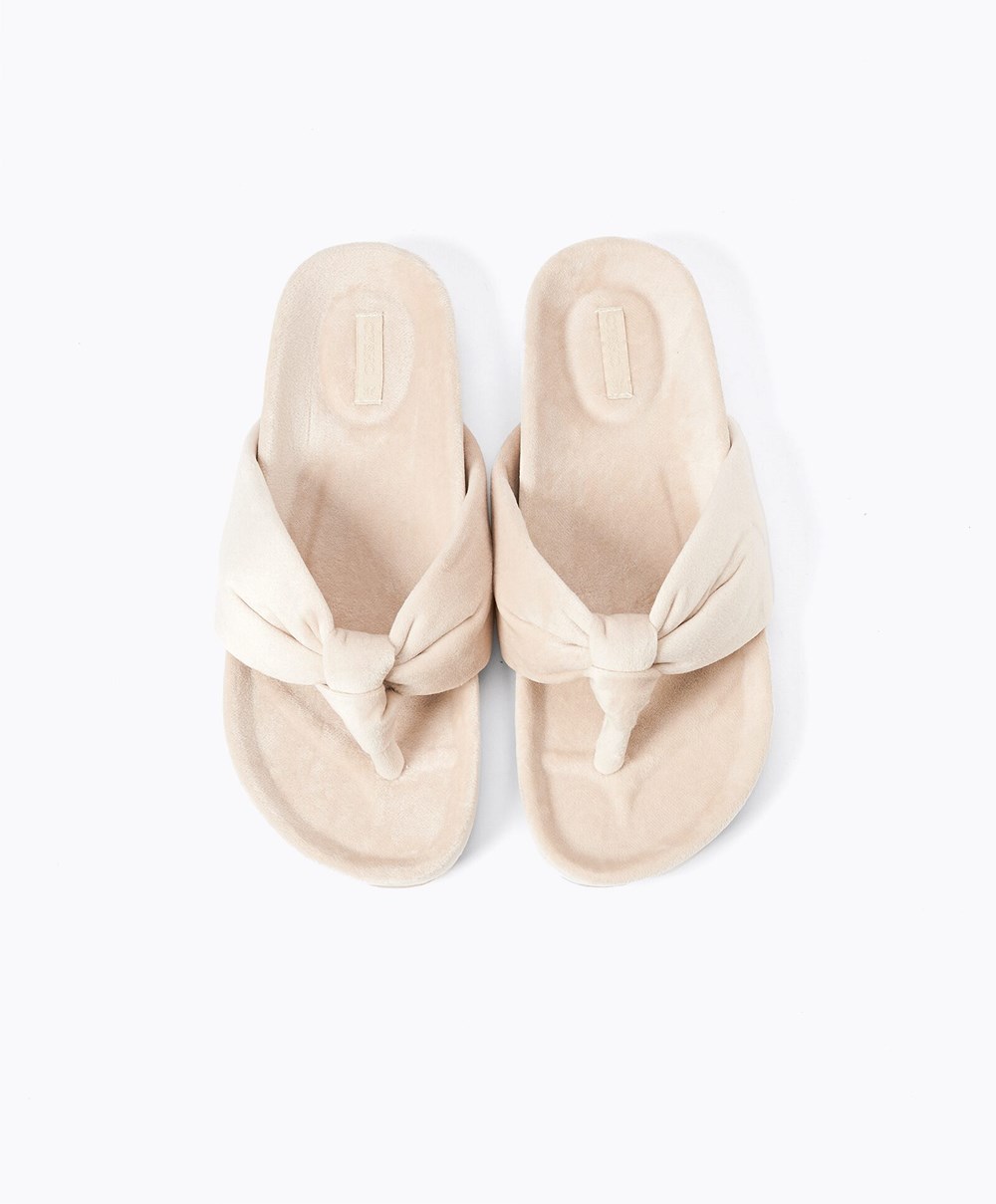 Oysho Slim Knot Sandals Ecru | RXCNIB-742