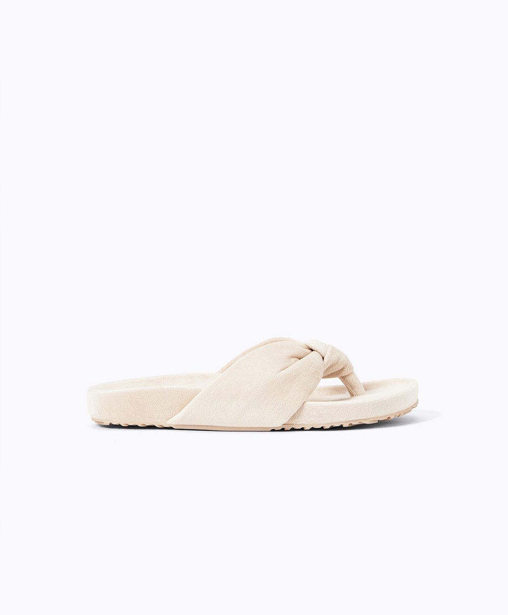 Oysho Slim Knot Sandals Ecru | RXCNIB-742