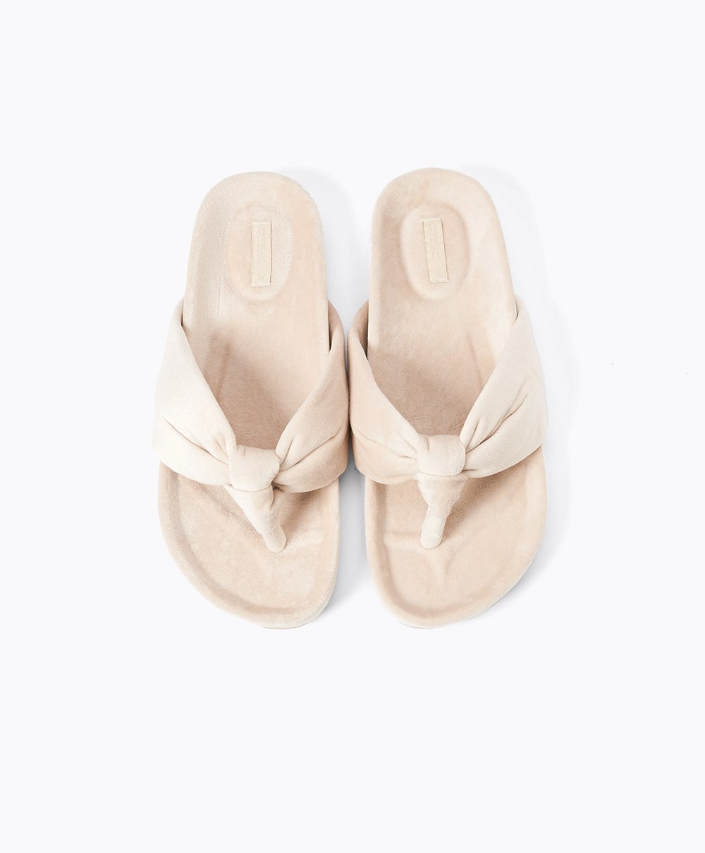 Oysho Slim Knot Sandals Ecru | UXRQPT-139