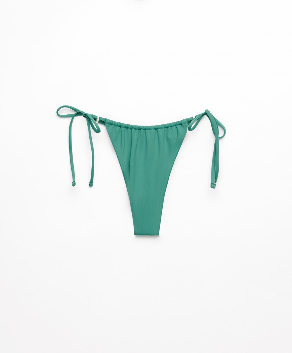 Oysho Slim Tie Brazilian Μπικίνι Briefs Pale Emerald | UATYVS-326