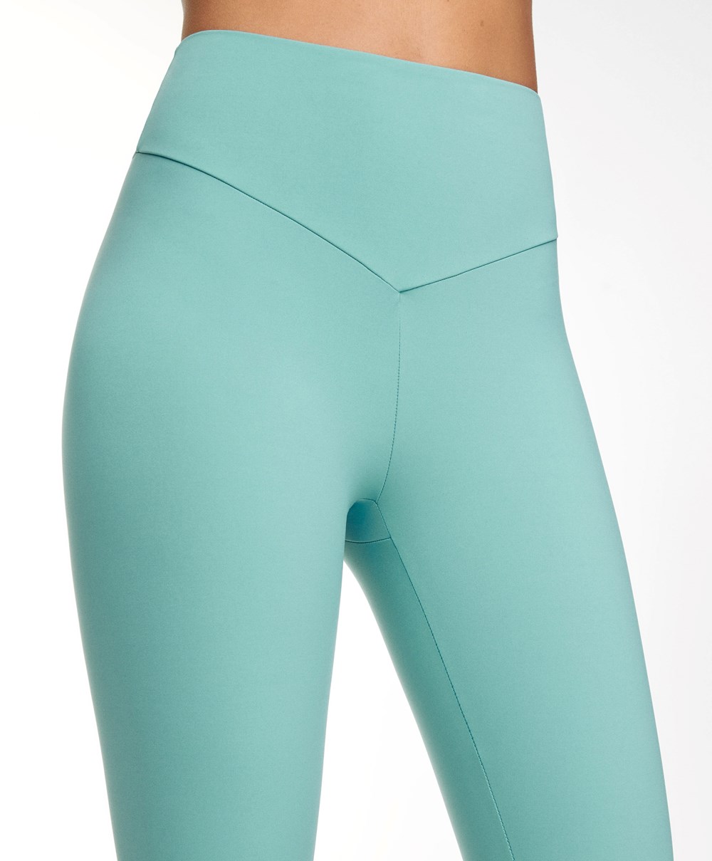 Oysho Soft Compressive 65cm Ankle-length Leggings Aquamarine | QCYODT-829