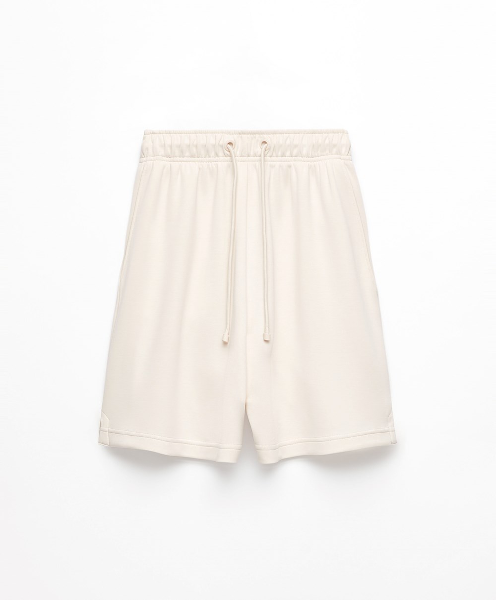 Oysho Soft Touch Modal Bermuda Shorts Stone | KMQFOZ-342