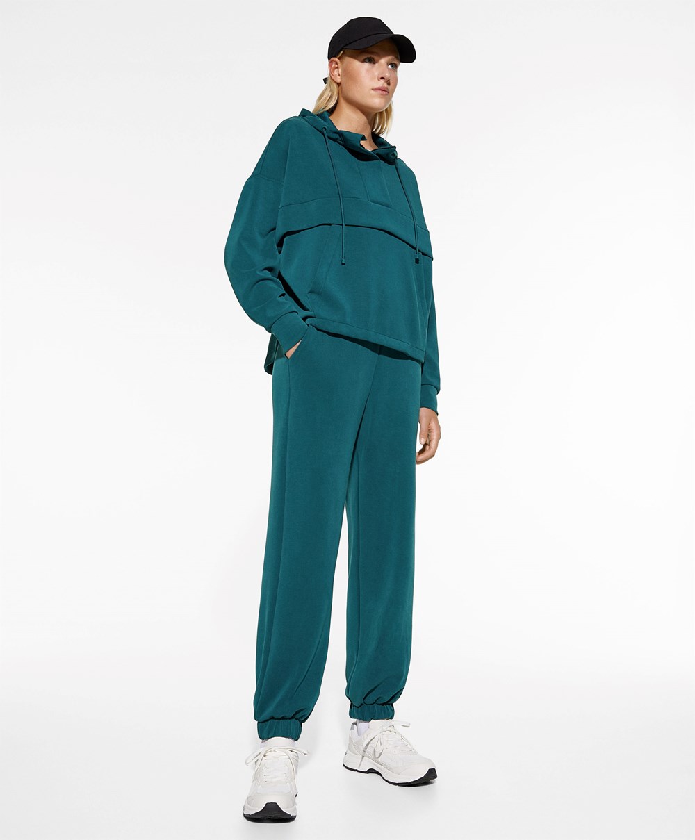 Oysho Soft Touch Modal Joggers μπλε πρασινο | LWRDKN-142