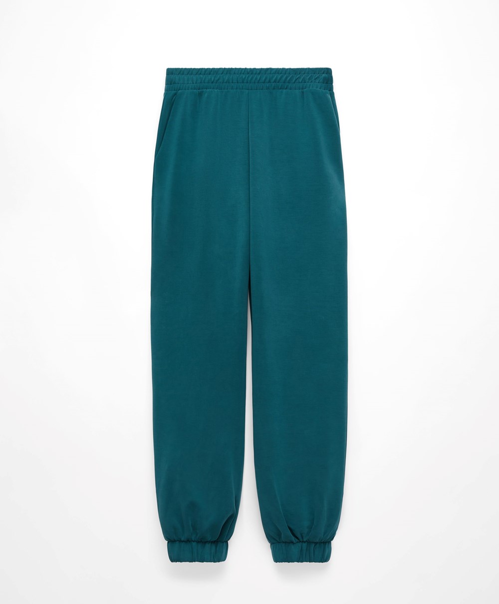 Oysho Soft Touch Modal Joggers μπλε πρασινο | LWRDKN-142