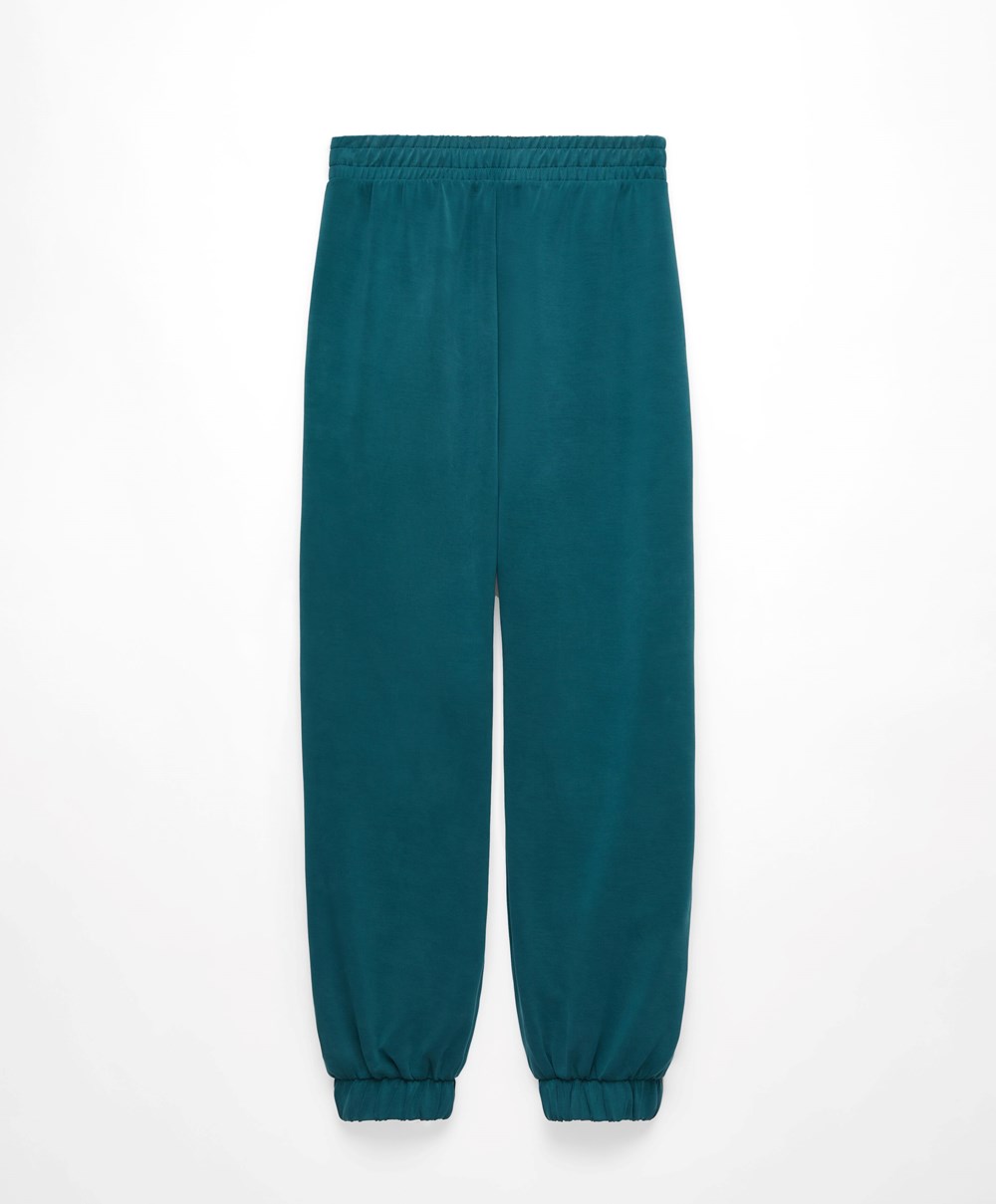 Oysho Soft Touch Modal Joggers μπλε πρασινο | LWRDKN-142