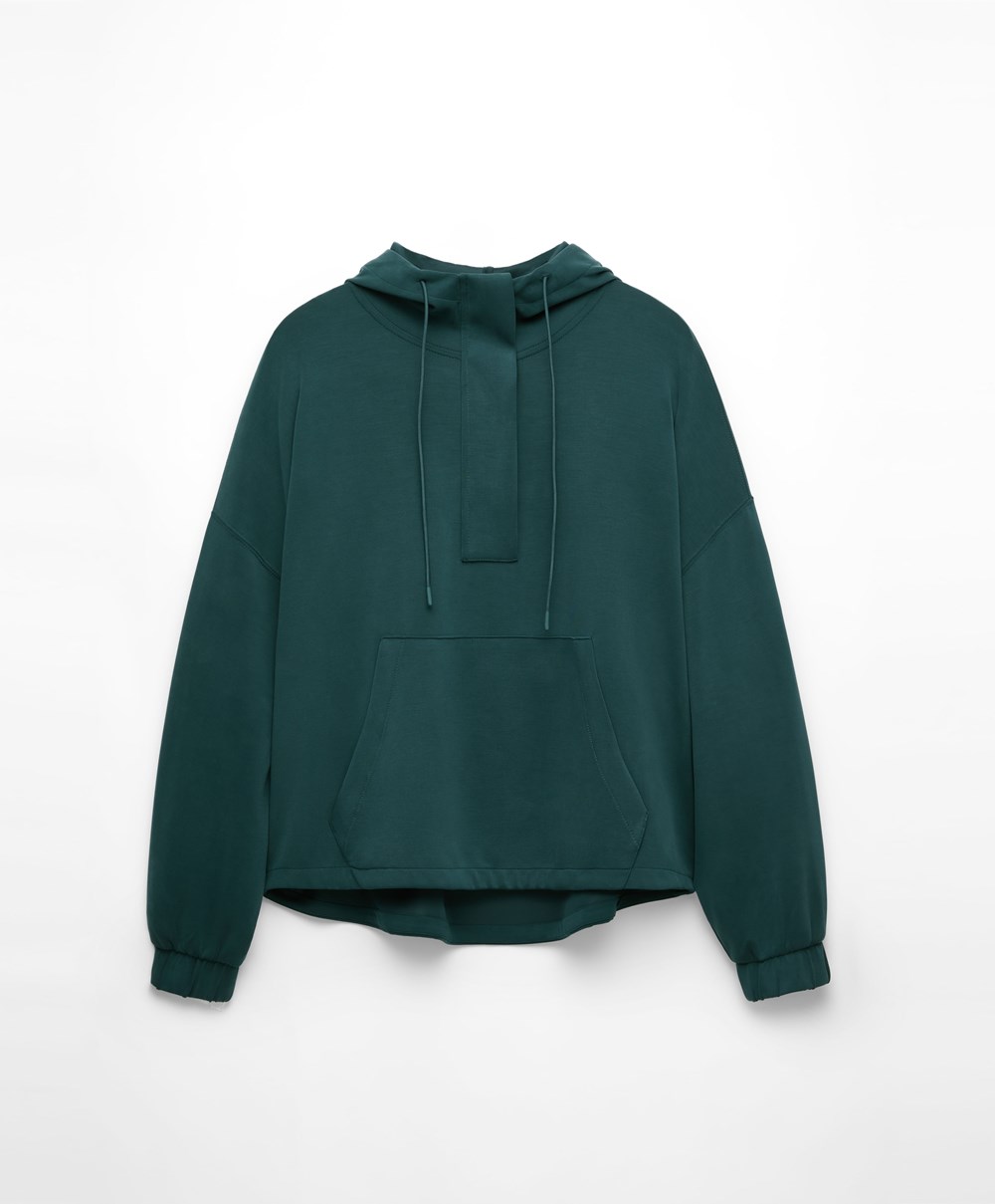 Oysho Soft Touch Modal Sweatshirt With Zip σκούρο τυρκουάζ | IDJEON-604