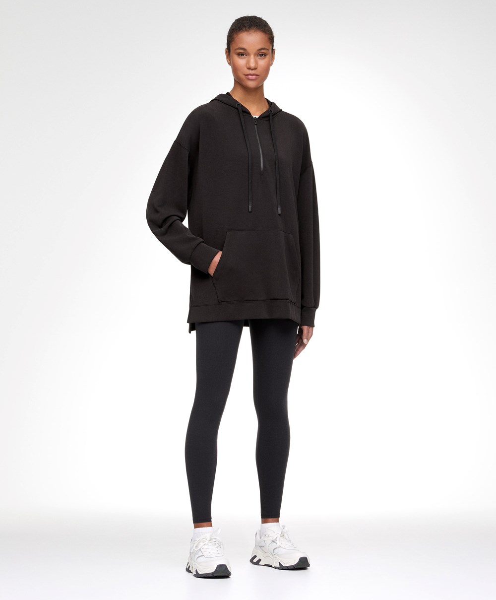 Oysho Soft Touch Modal Sweatshirt With Zip μαυρα | KTEUGV-274