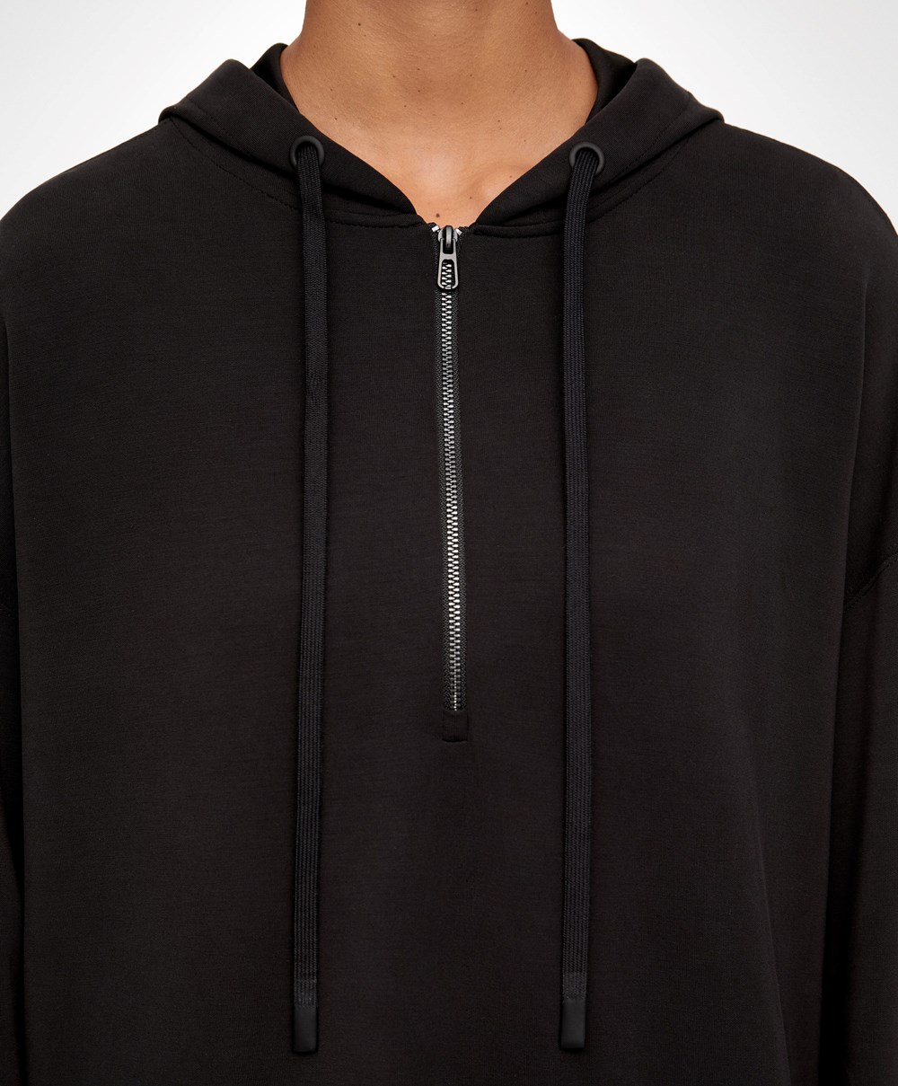 Oysho Soft Touch Modal Sweatshirt With Zip μαυρα | KTEUGV-274