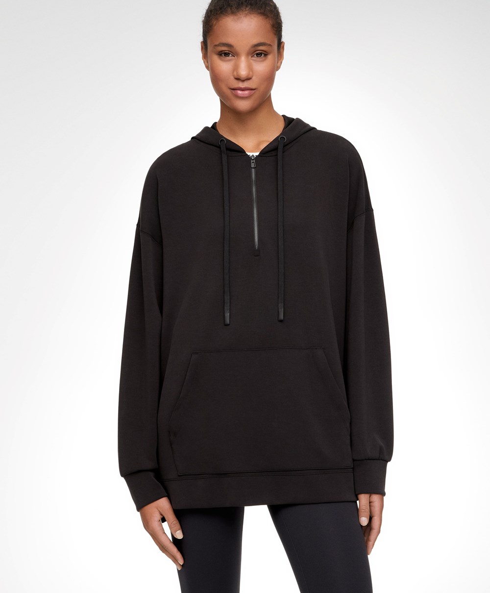 Oysho Soft Touch Modal Sweatshirt With Zip μαυρα | KTEUGV-274