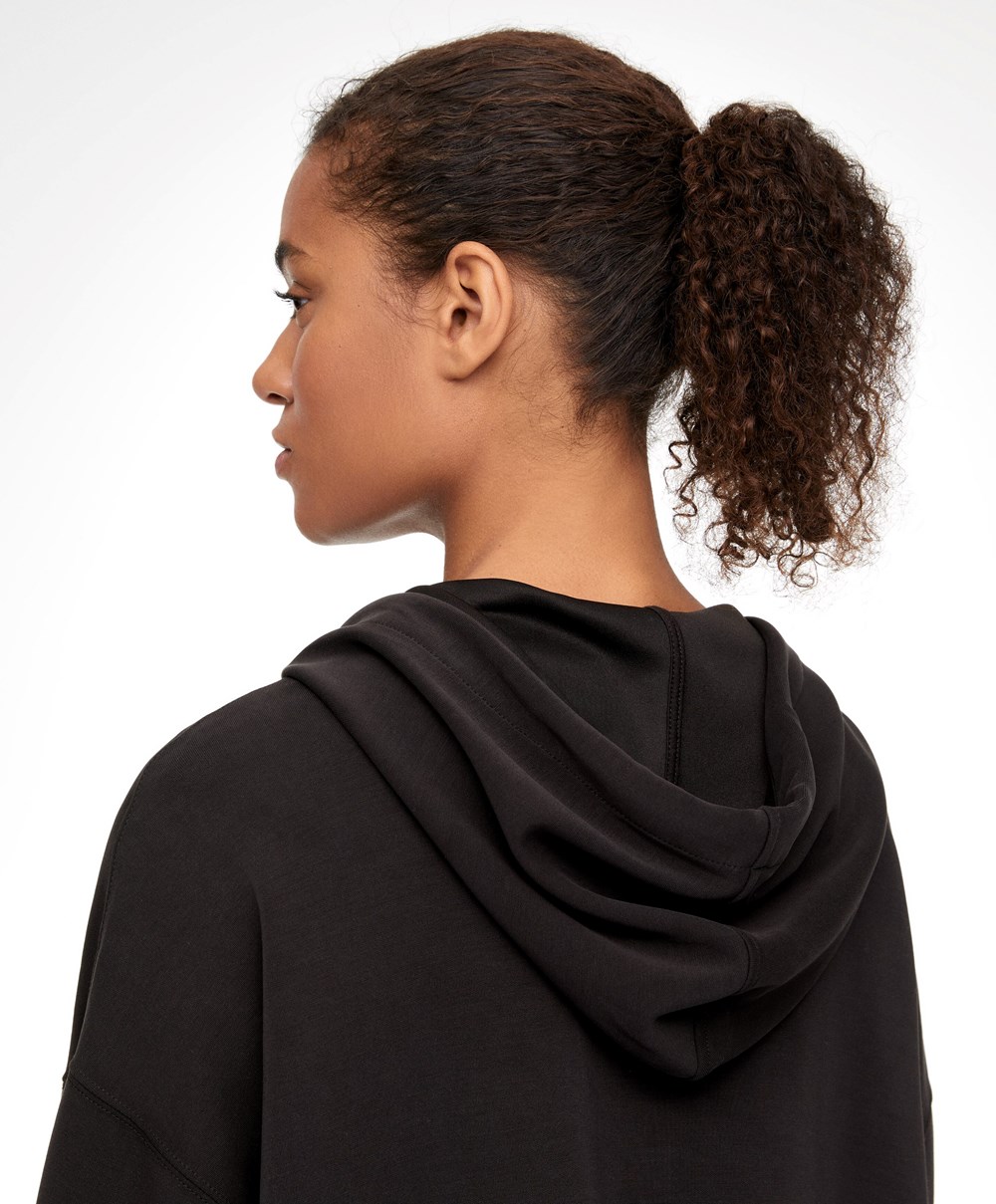 Oysho Soft Touch Modal Sweatshirt With Zip μαυρα | KTEUGV-274