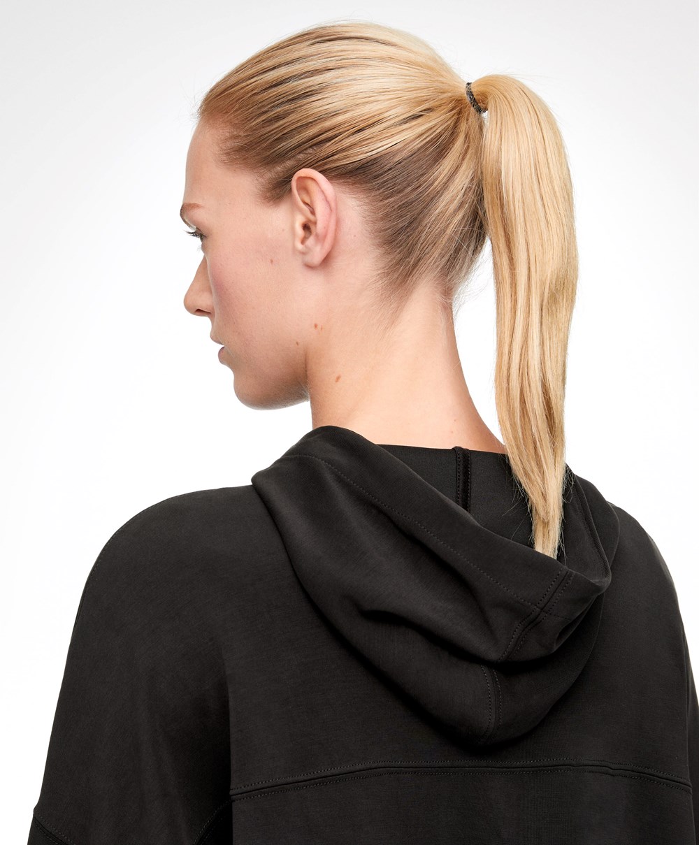 Oysho Soft Touch Modal Sweatshirt With Zip μαυρα | TPIWFS-736