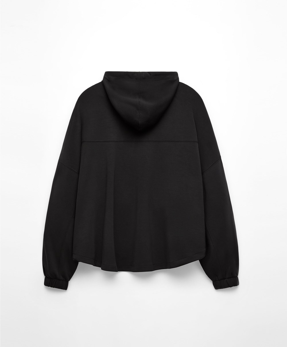 Oysho Soft Touch Modal Sweatshirt With Zip μαυρα | TPIWFS-736