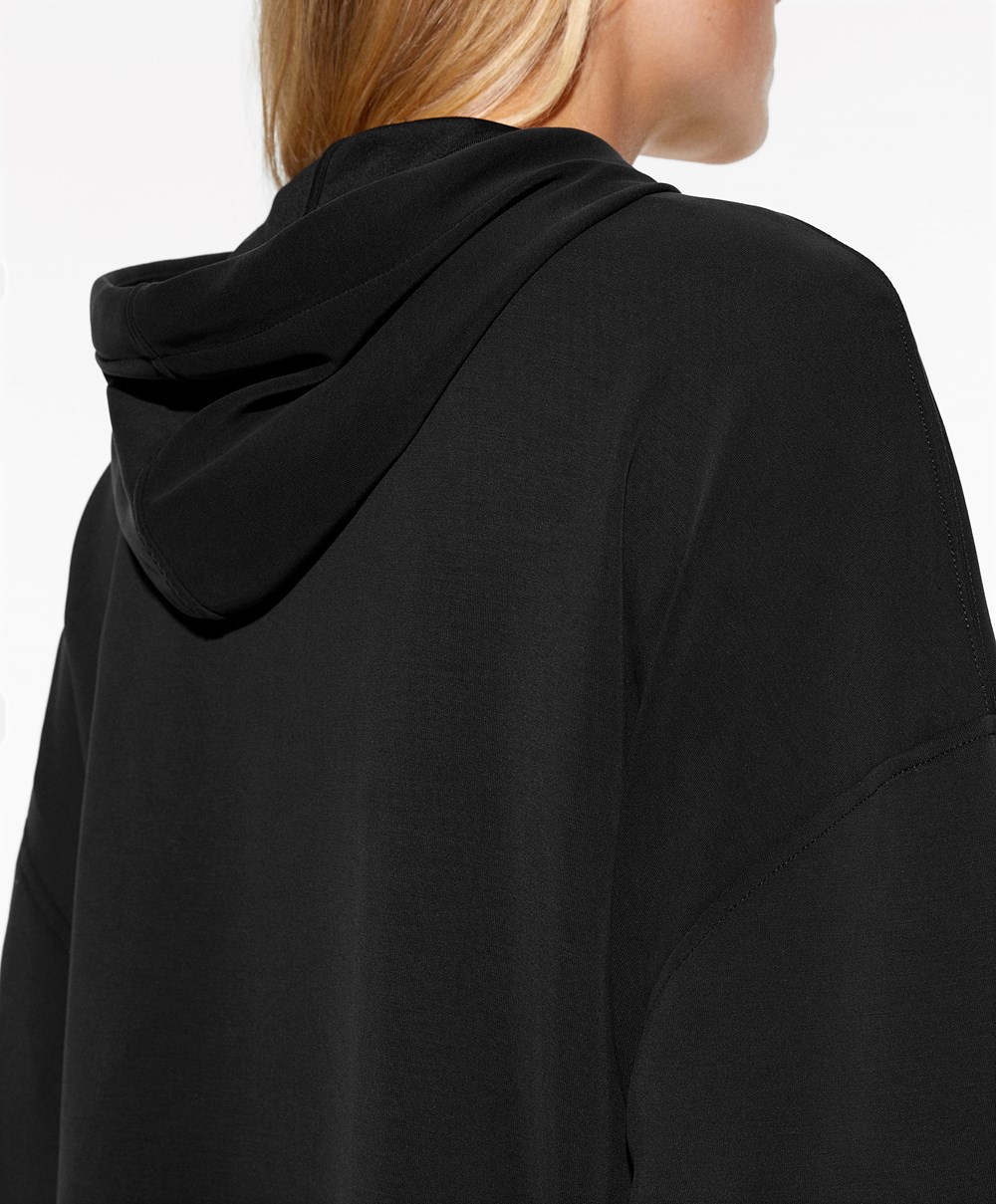 Oysho Soft Touch Modal Sweatshirt With Zip μαυρα | WAXHJF-243