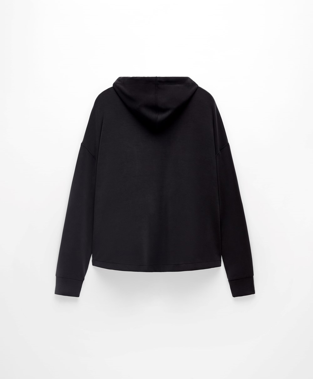 Oysho Soft Touch Modal Sweatshirt With Zip μαυρα | WAXHJF-243