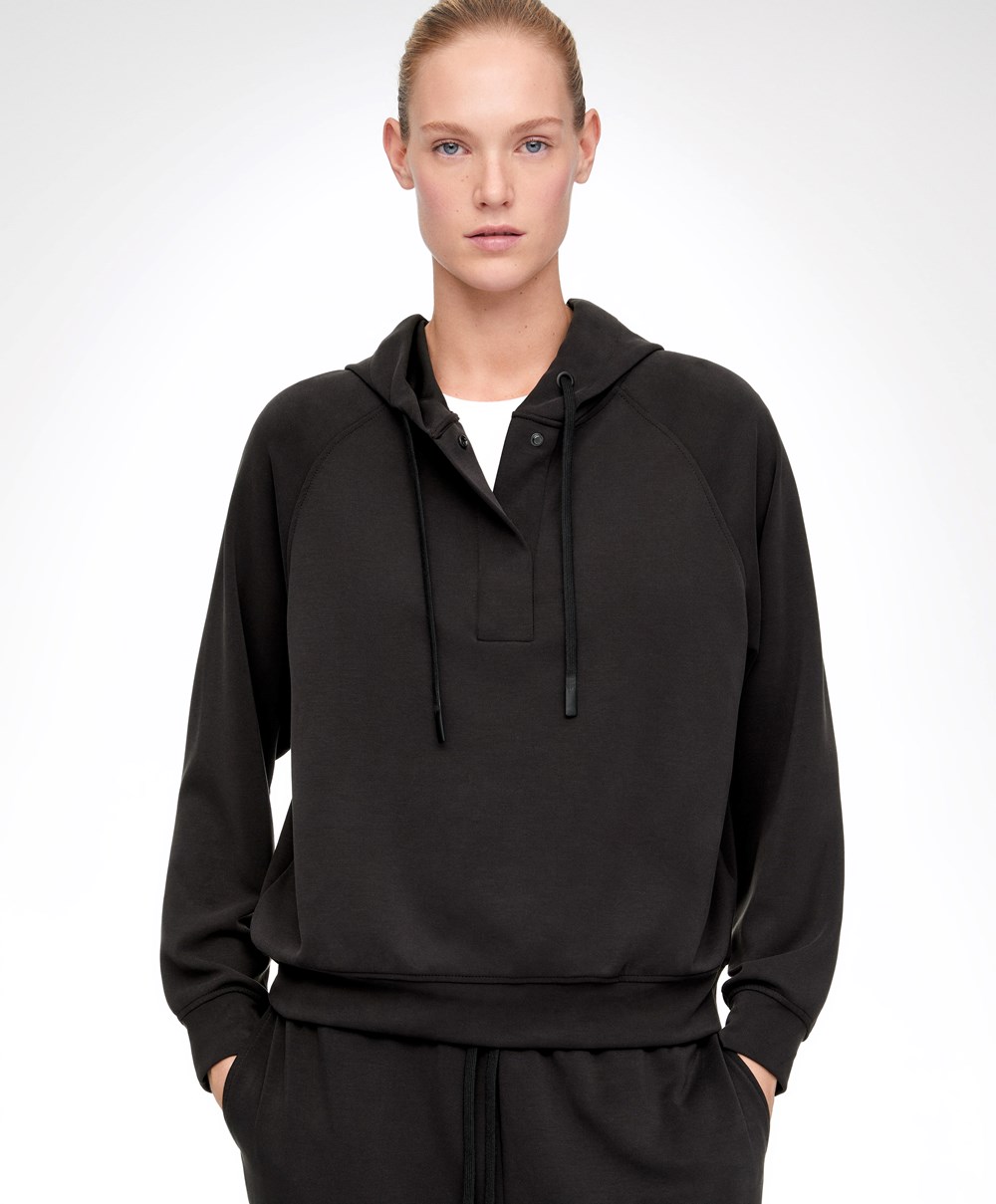 Oysho Soft Touch Modal Sweatshirt μαυρα | OSQPLU-038