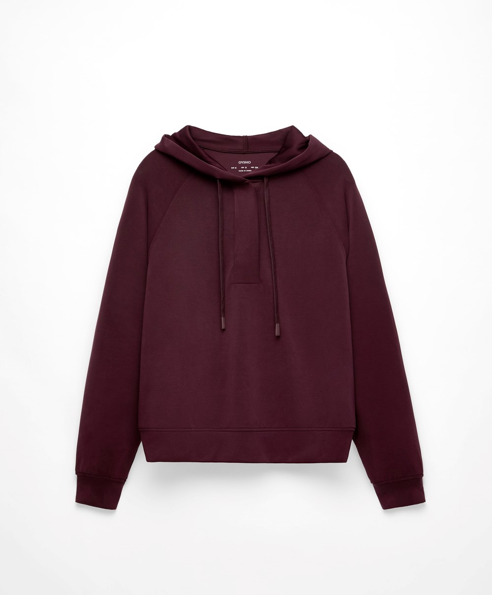 Oysho Soft Touch Modal Sweatshirt μπορντο | QACHGN-901