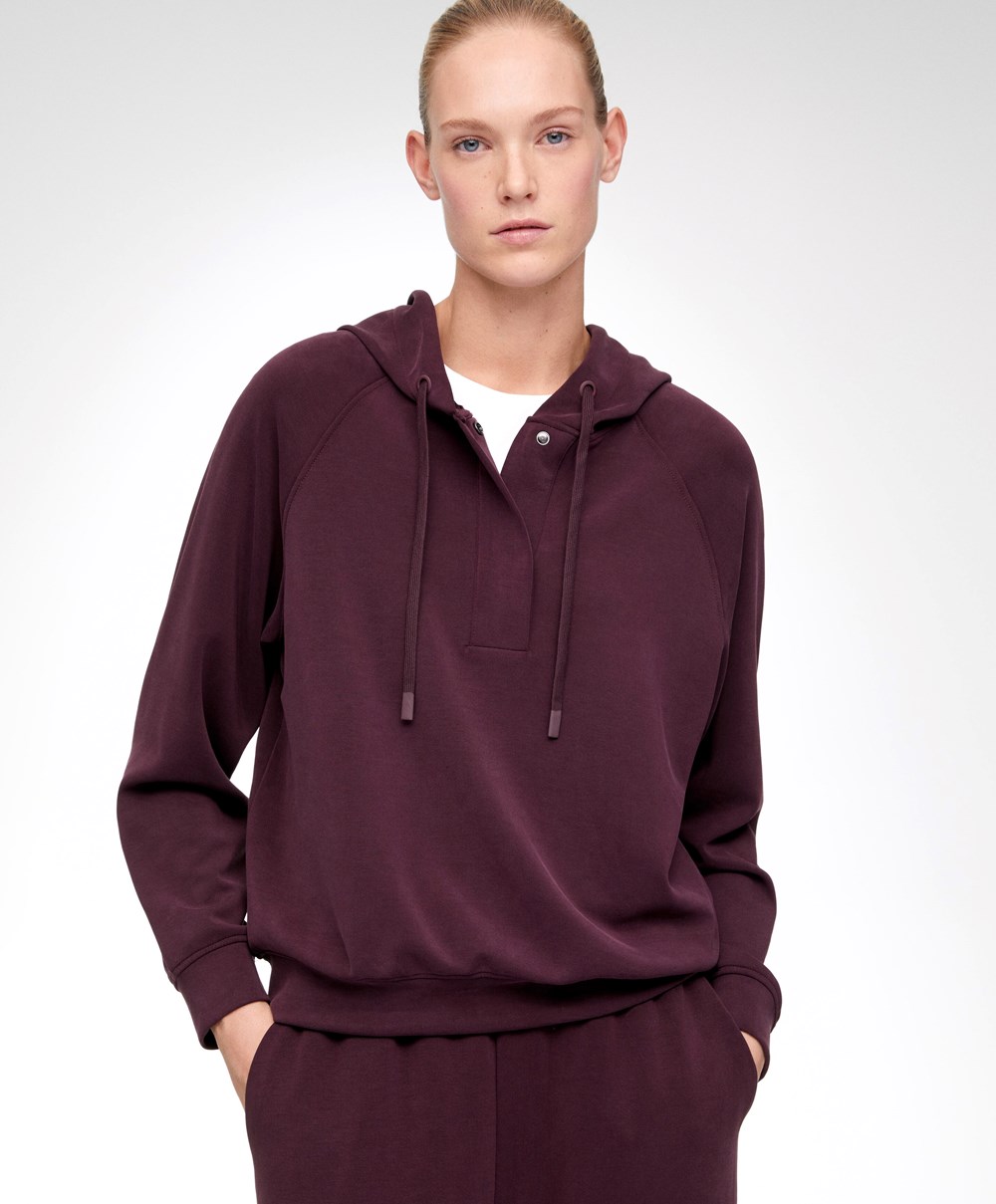 Oysho Soft Touch Modal Sweatshirt μπορντο | QACHGN-901