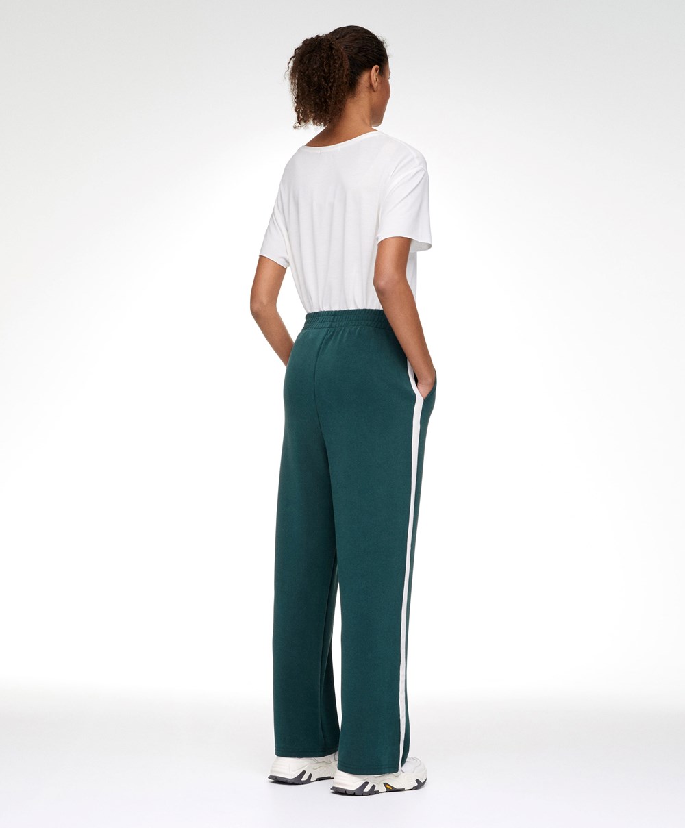 Oysho Soft Touch Modal Trousers With Ευθεία Leg And Stripe σκούρο τυρκουάζ | MVAYZX-590