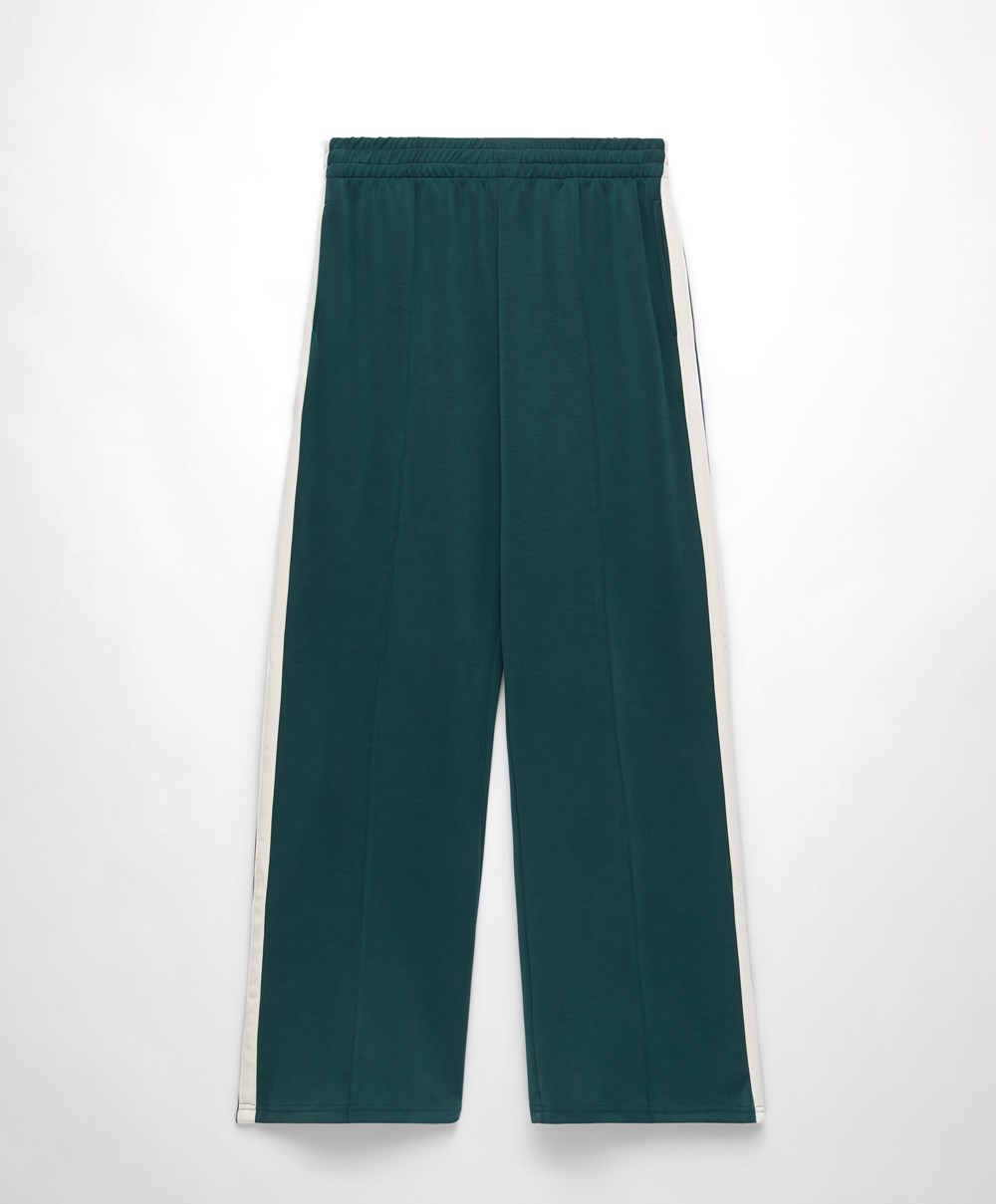 Oysho Soft Touch Modal Trousers With Ευθεία Leg And Stripe σκούρο τυρκουάζ | MVAYZX-590