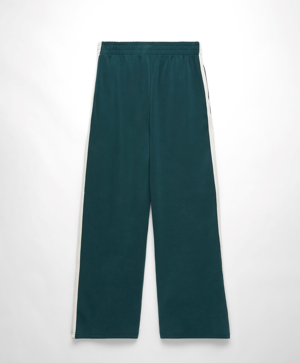 Oysho Soft Touch Modal Trousers With Ευθεία Leg And Stripe σκούρο τυρκουάζ | MVAYZX-590