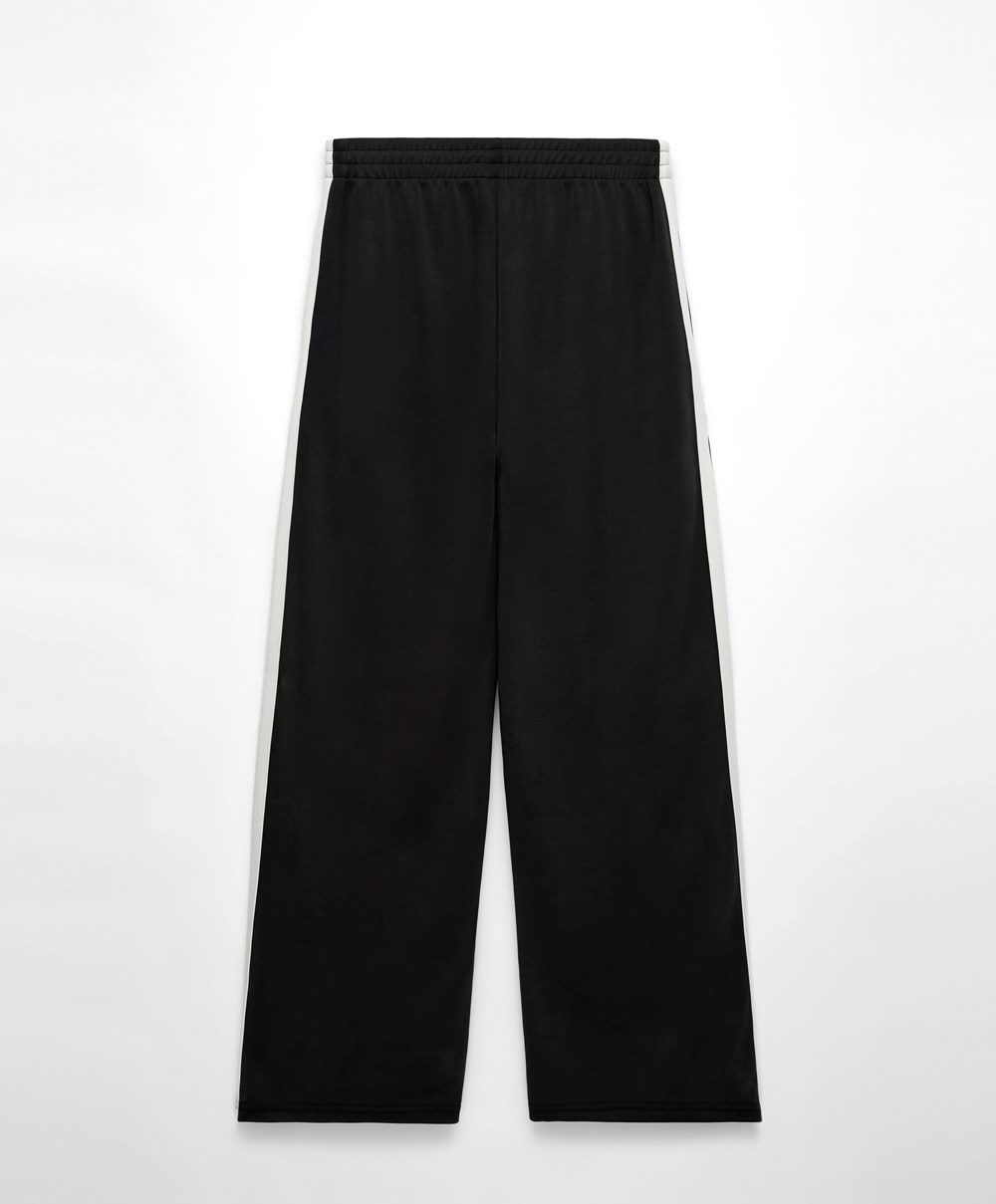 Oysho Soft Touch Modal Trousers With Ευθεία Leg And Stripe μαυρα | TGQJDC-427