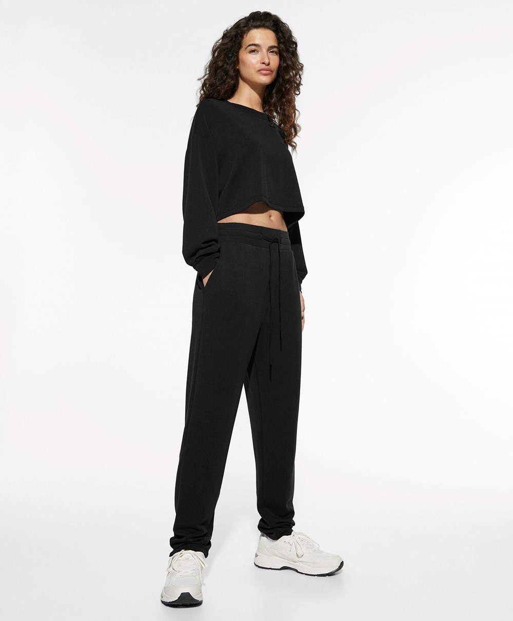 Oysho Soft Touch Modal Trousers μαυρα | WPERVI-182