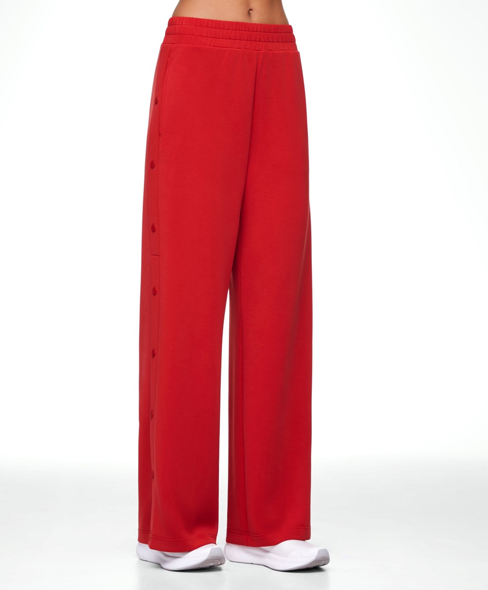 Oysho Soft Touch Modal φαρδια-leg Trousers With Buttons κοκκινα | OKBHQJ-360