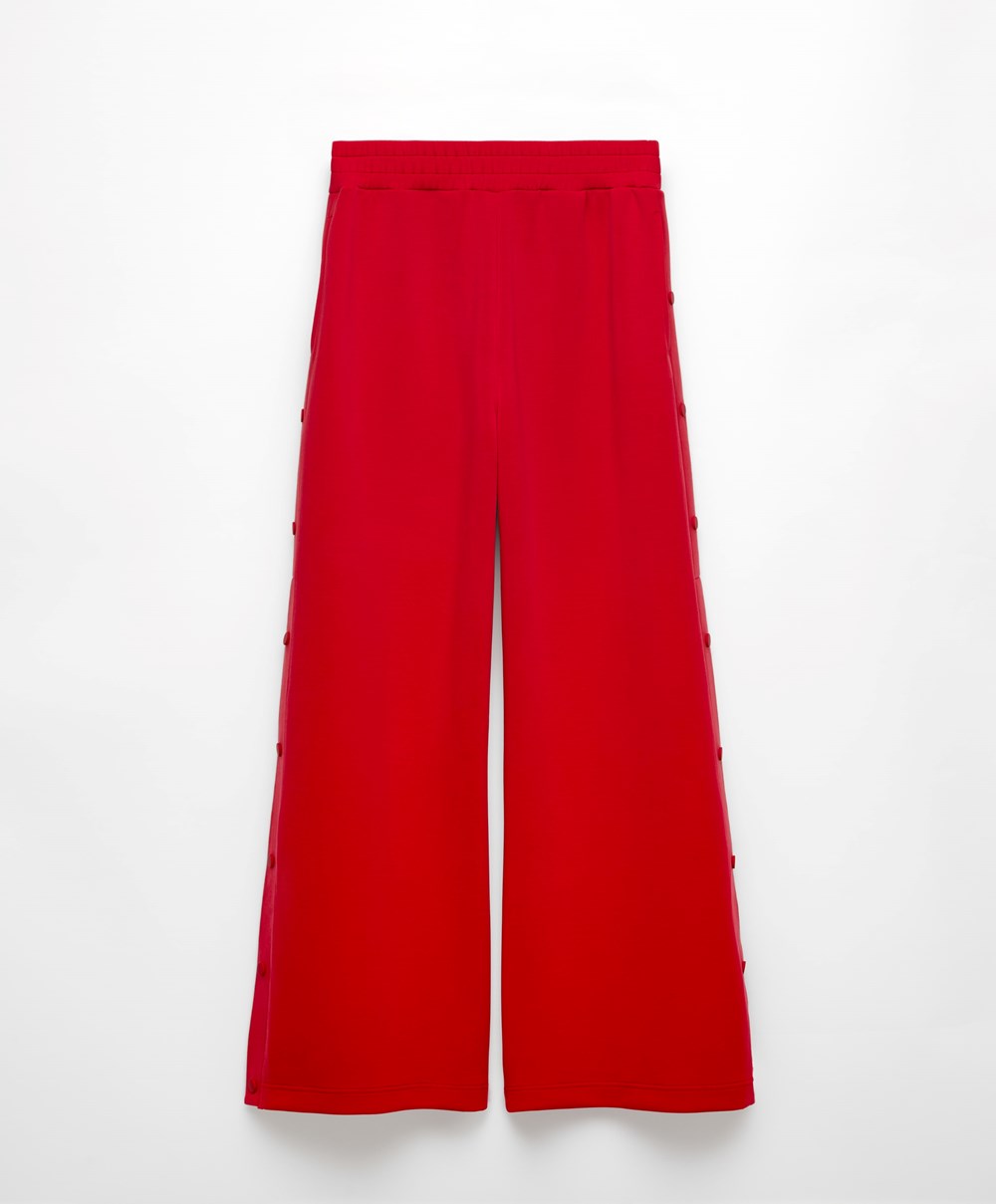 Oysho Soft Touch Modal φαρδια-leg Trousers With Buttons κοκκινα | OKBHQJ-360