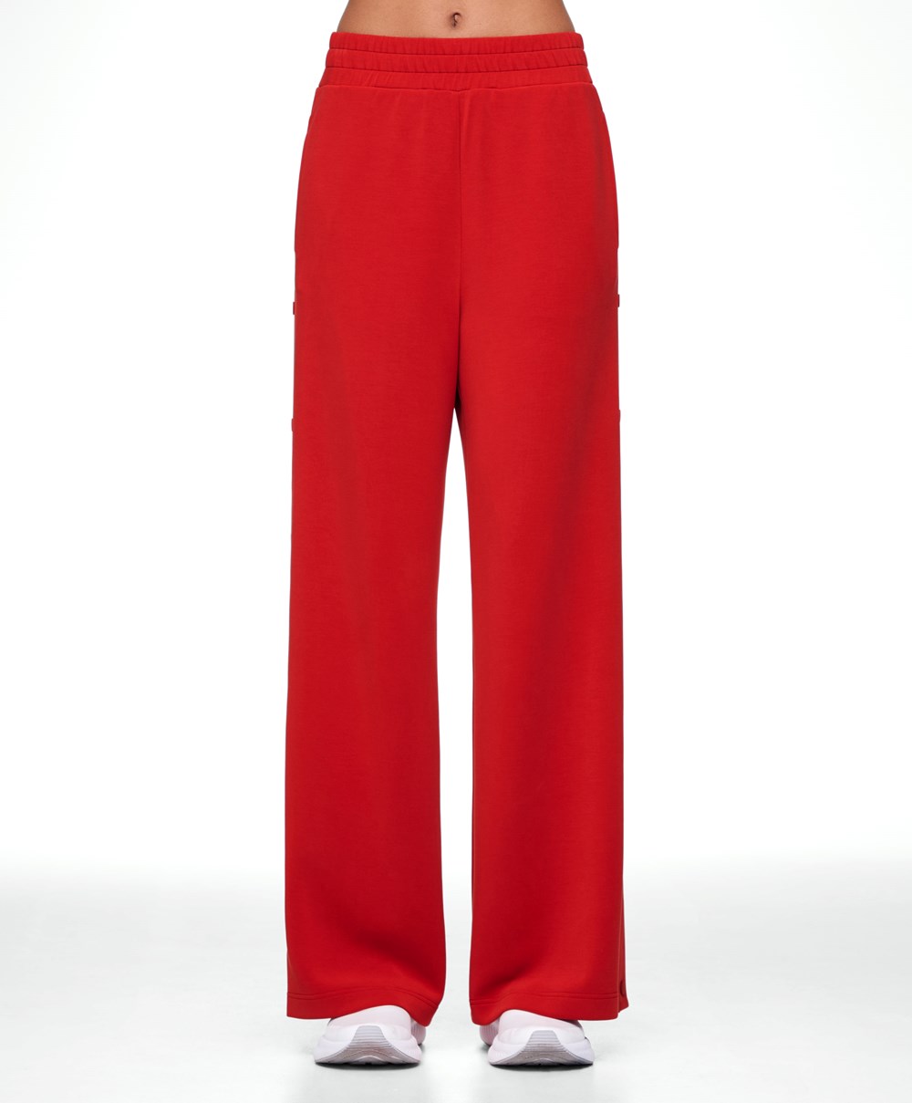 Oysho Soft Touch Modal φαρδια-leg Trousers With Buttons κοκκινα | OKBHQJ-360