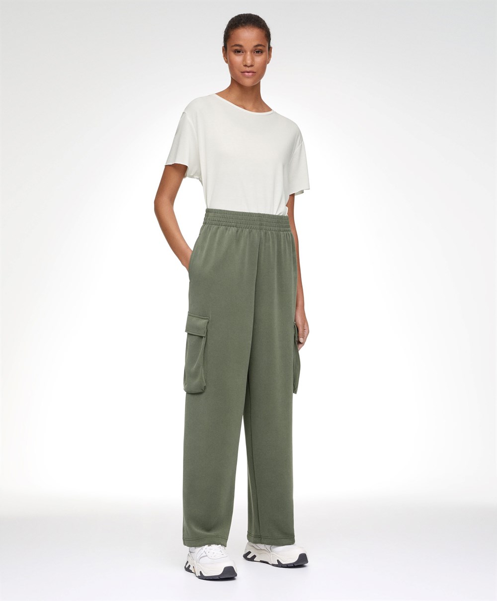 Oysho Soft-touch Modal Cargo Joggers Χακί | UXIOZG-385