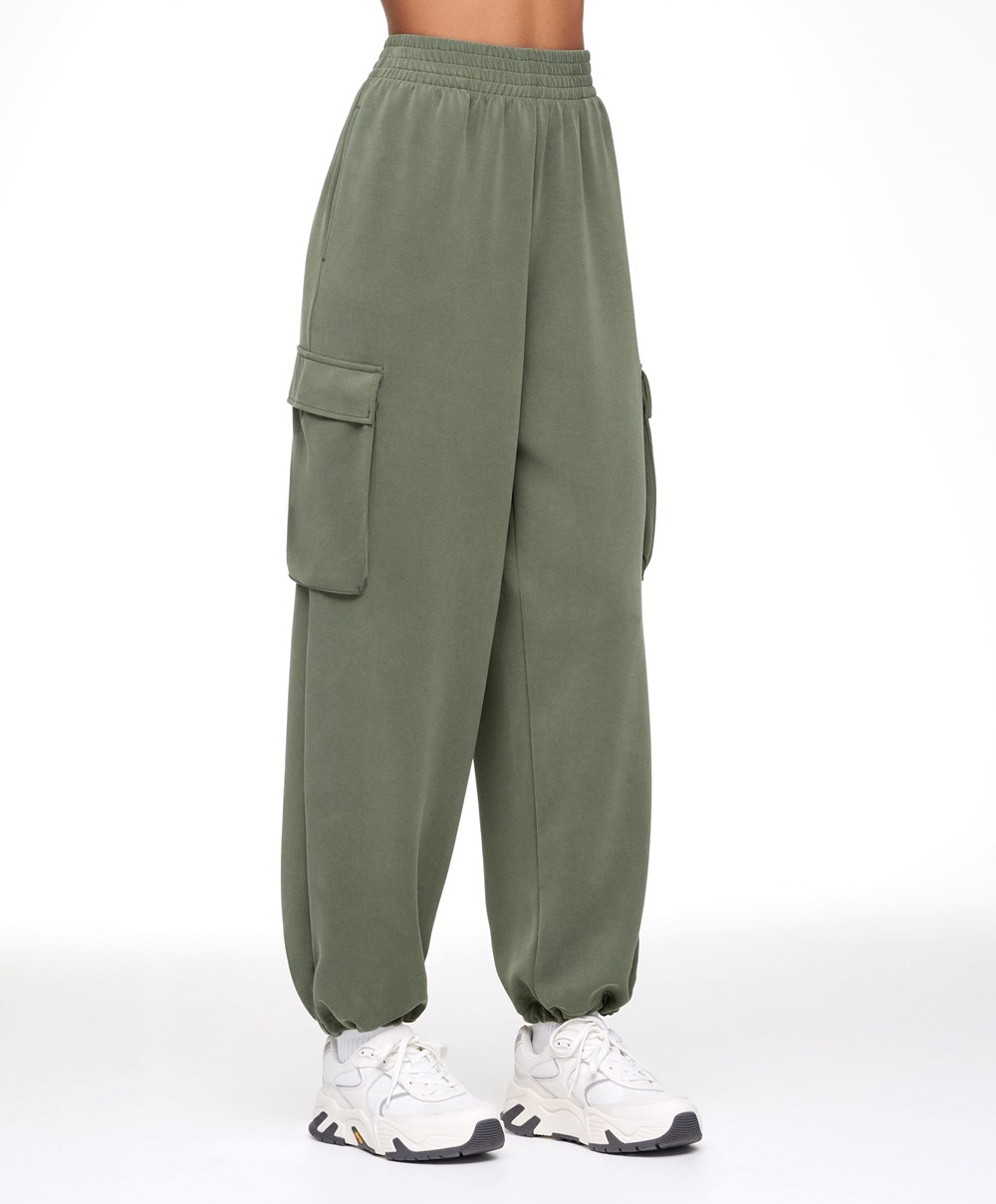 Oysho Soft-touch Modal Cargo Joggers Χακί | UXIOZG-385