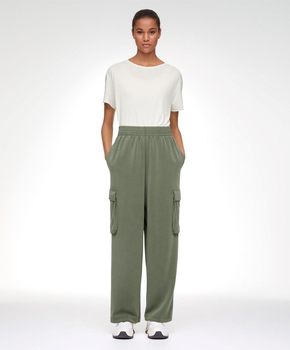 Oysho Soft-touch Modal Cargo Joggers Χακί | UXIOZG-385