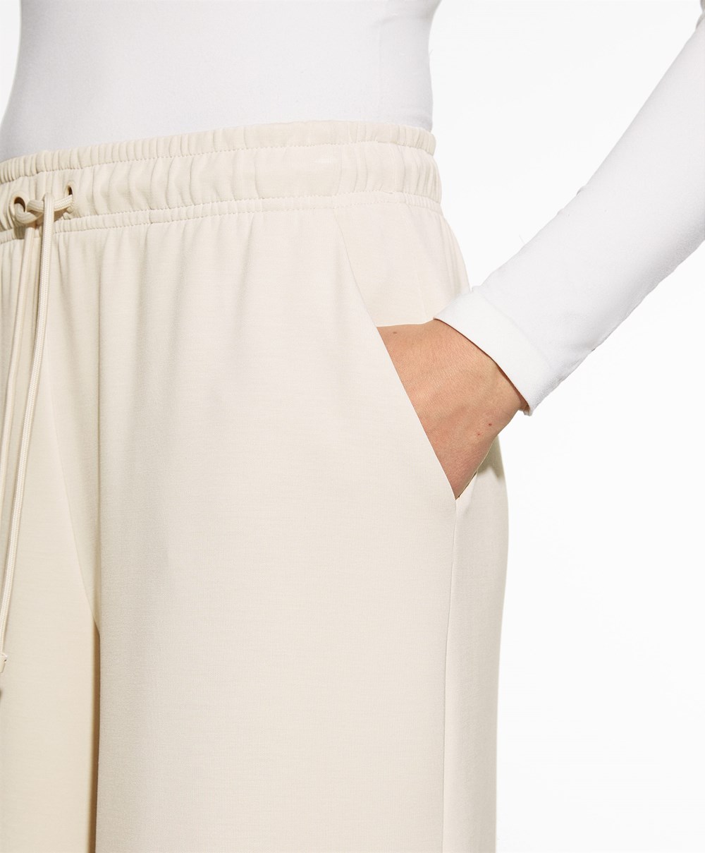 Oysho Soft-touch Modal Cropped φαρδια-leg Trousers Stone | DHNQPK-725