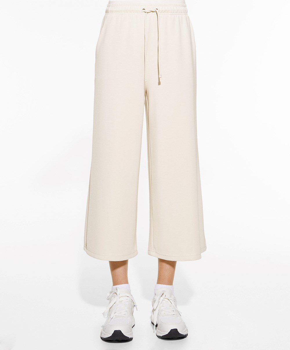 Oysho Soft-touch Modal Cropped φαρδια-leg Trousers Stone | DHNQPK-725