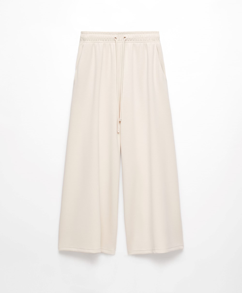 Oysho Soft-touch Modal Cropped φαρδια-leg Trousers Stone | DHNQPK-725