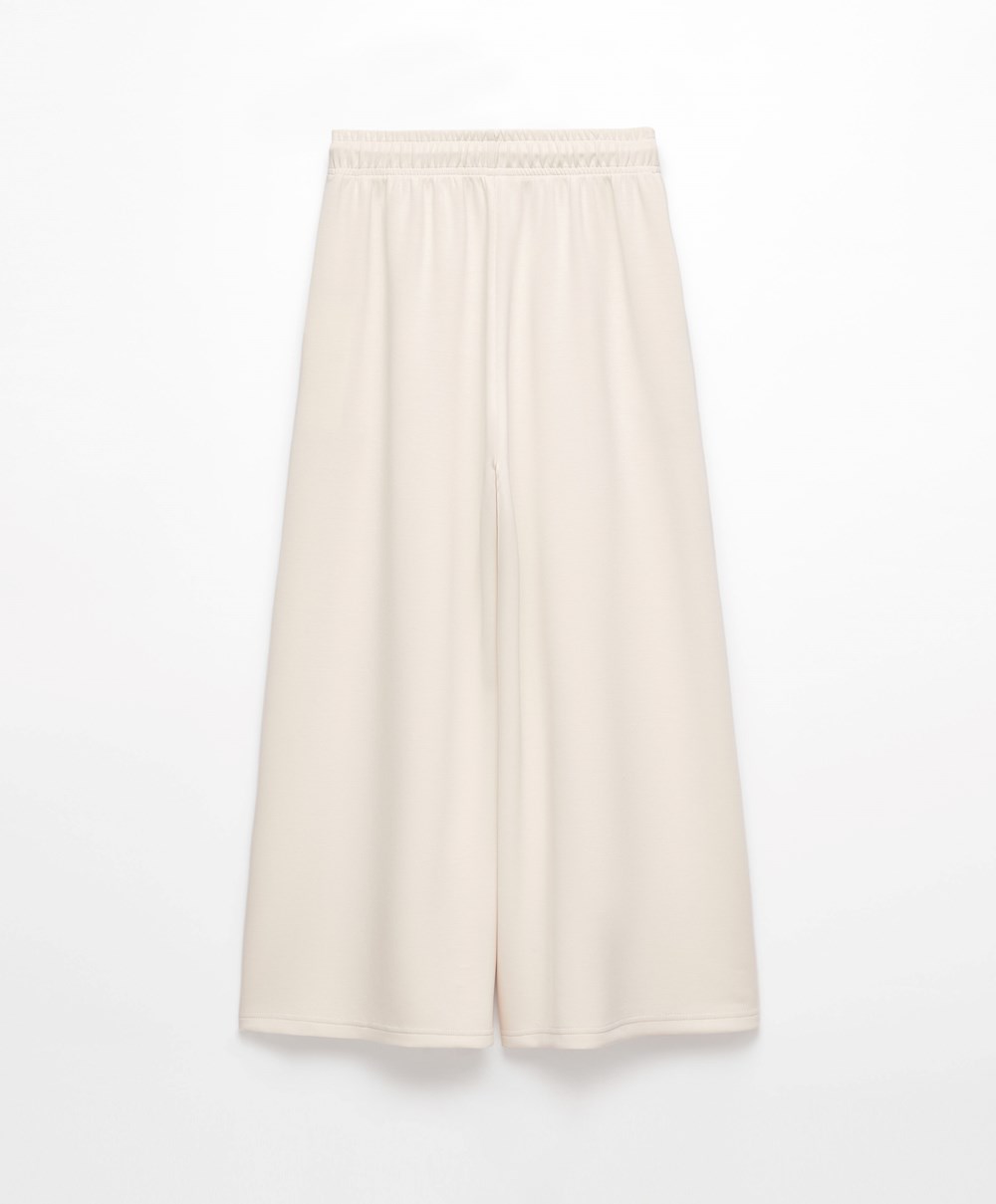 Oysho Soft-touch Modal Cropped φαρδια-leg Trousers Stone | DHNQPK-725