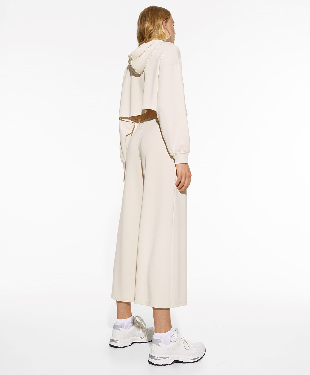 Oysho Soft-touch Modal Cropped φαρδια-leg Trousers Stone | QIHTFE-603