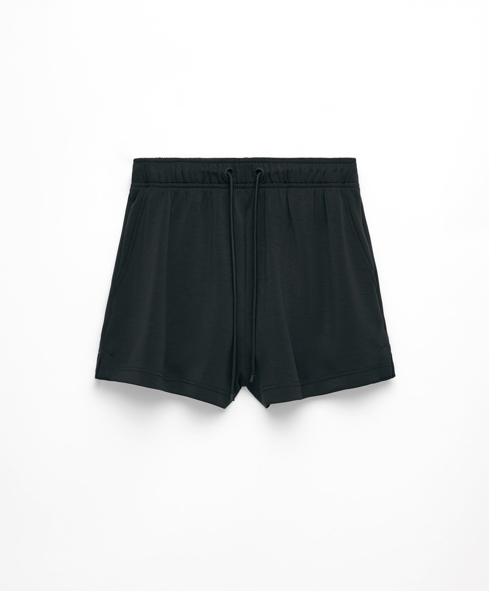 Oysho Soft-touch Modal Shorts μαυρα | ZAQCGV-207