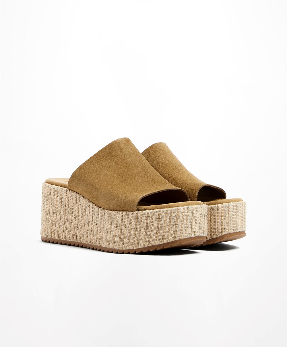 Oysho Split-leather Wedge καφε | AEDXYJ-708