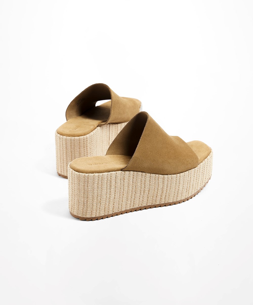 Oysho Split-leather Wedge καφε | AEDXYJ-708