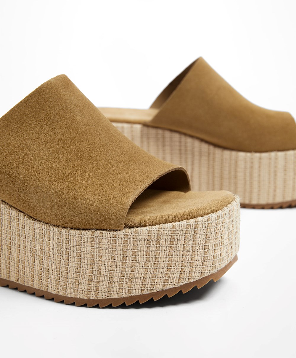 Oysho Split-leather Wedge καφε | AEDXYJ-708