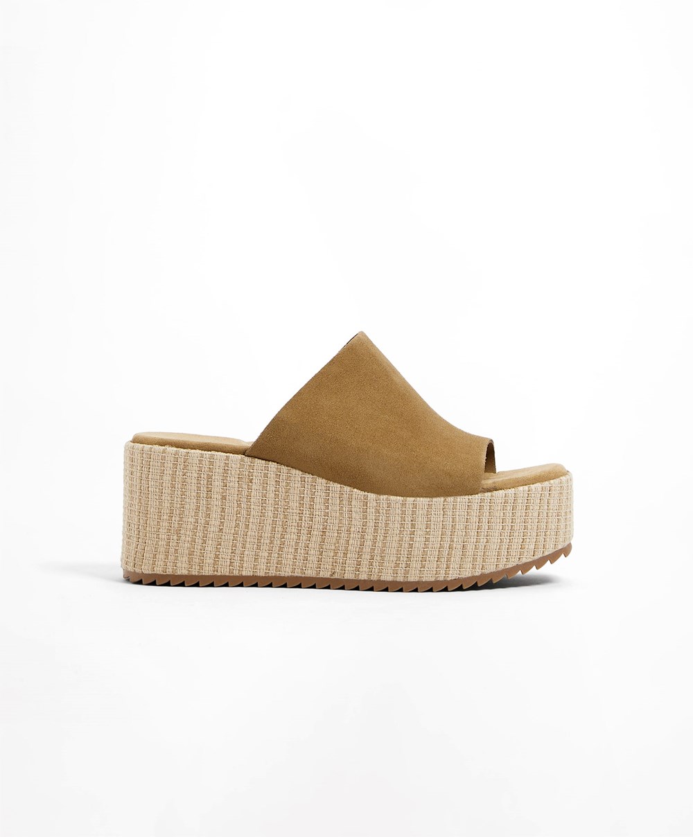 Oysho Split-leather Wedge καφε | AEDXYJ-708