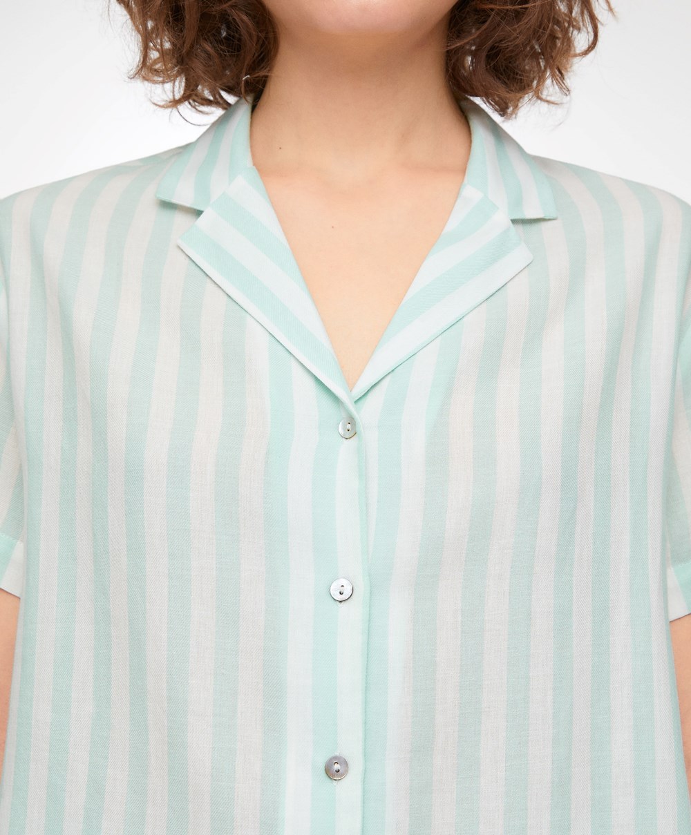 Oysho Stripe 100% βαμβακερα κοντο-sleeved Shirt πρασινο | GTHEJF-852