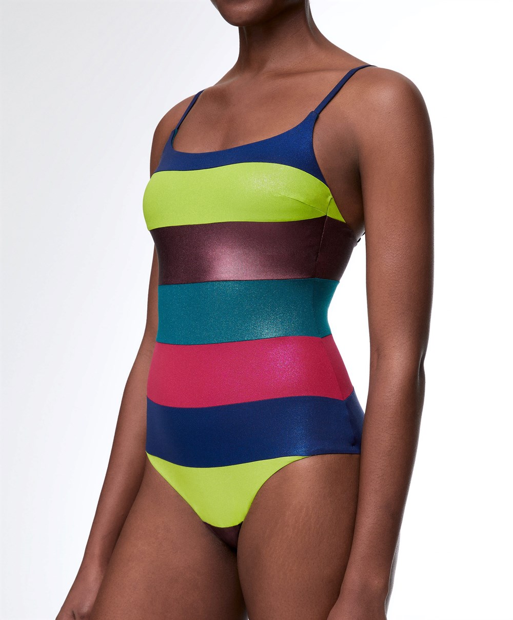 Oysho Stripe Bandeau Swimsuit πρασινο | MQAUFC-267