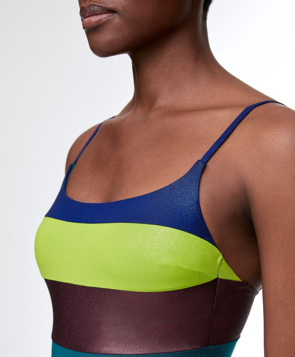 Oysho Stripe Bandeau Swimsuit πρασινο | MQAUFC-267