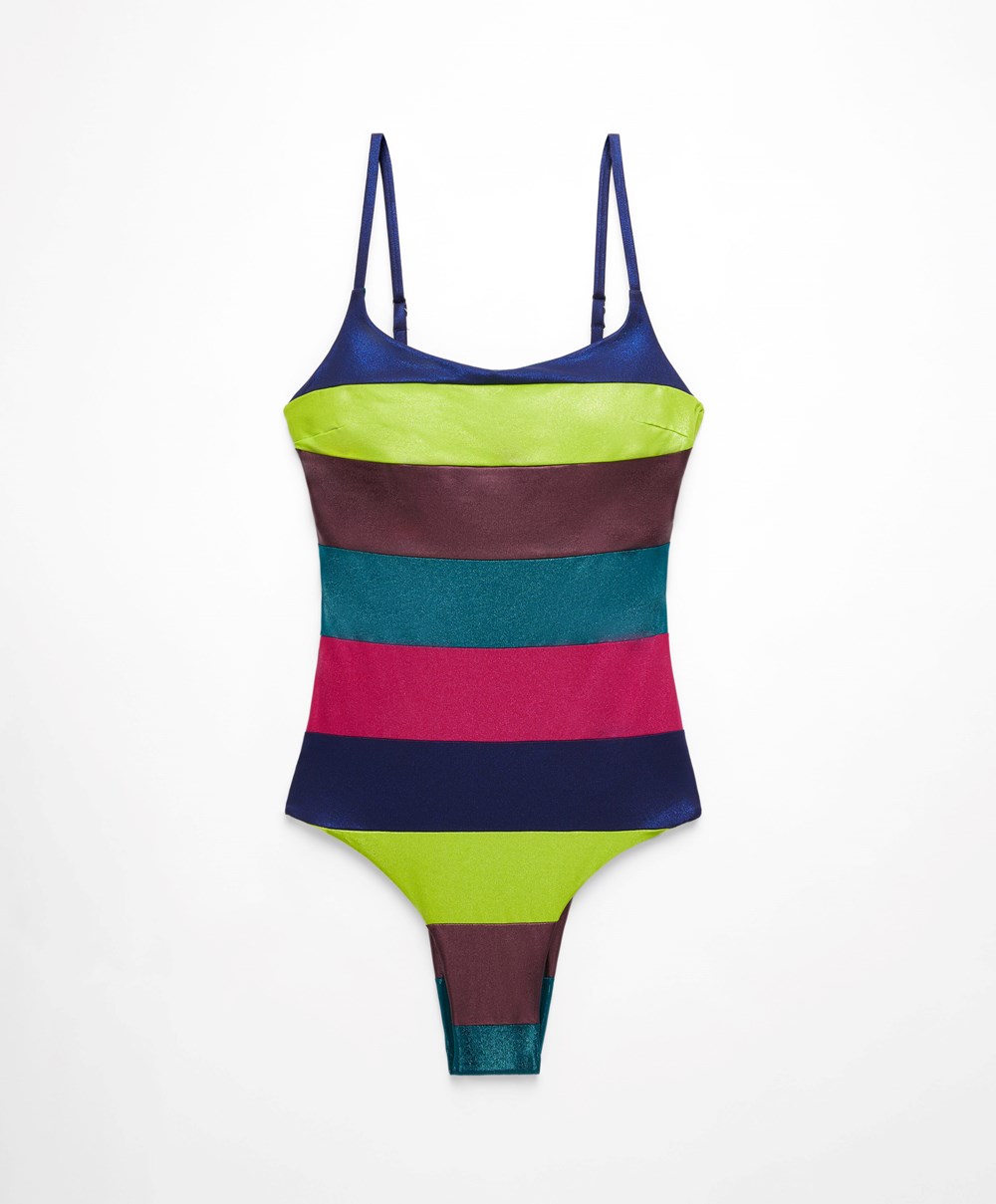 Oysho Stripe Bandeau Swimsuit πρασινο | MQAUFC-267