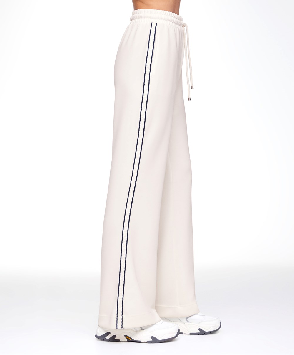 Oysho Stripe Modal Flare Trousers Cream-white | LEANRP-916