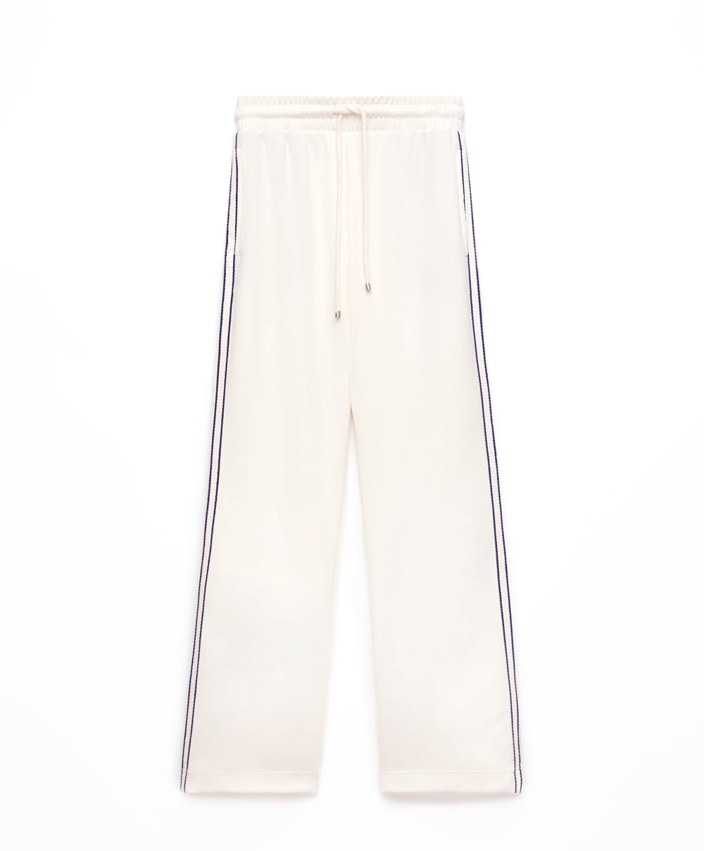 Oysho Stripe Modal Flare Trousers Cream-white | LEANRP-916