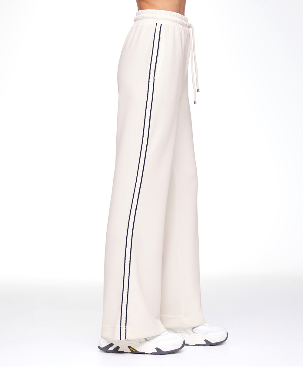 Oysho Stripe Modal Flare Trousers Cream-white | LJMNSZ-476