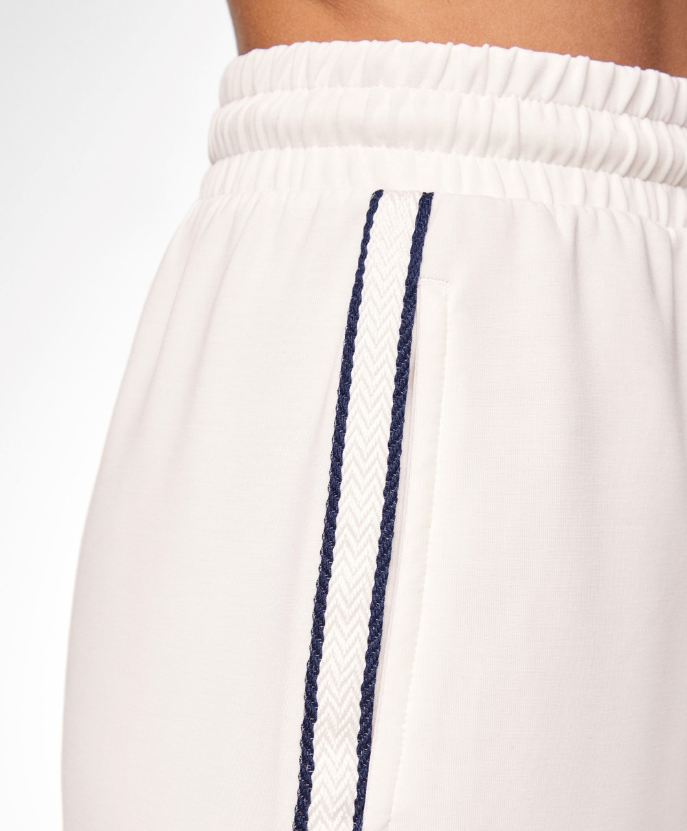 Oysho Stripe Modal Flare Trousers Cream-white | LJMNSZ-476